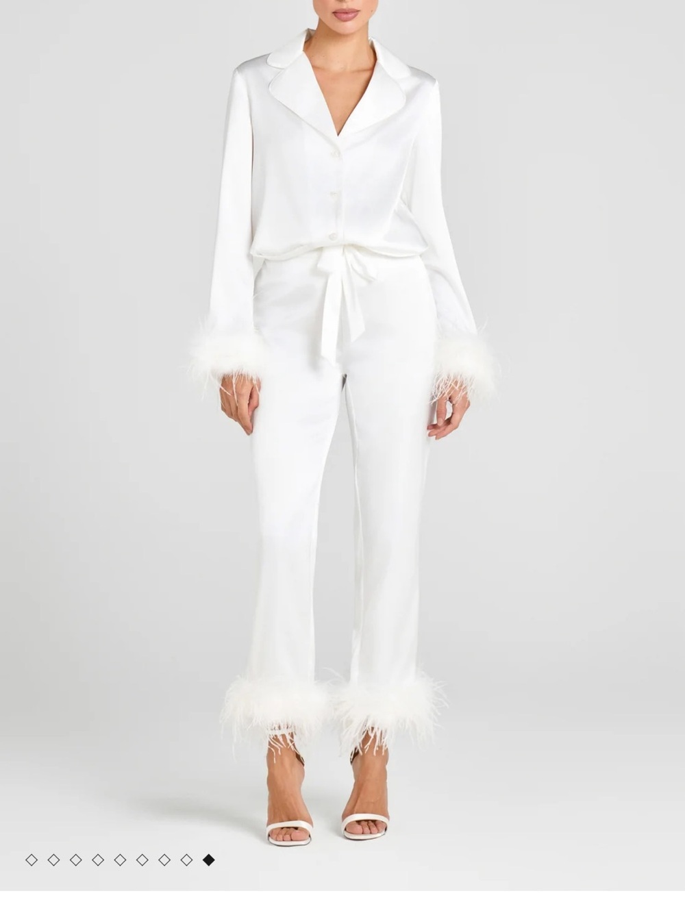 NADINE MERABI Darcie White Pajama Set Satin Finish